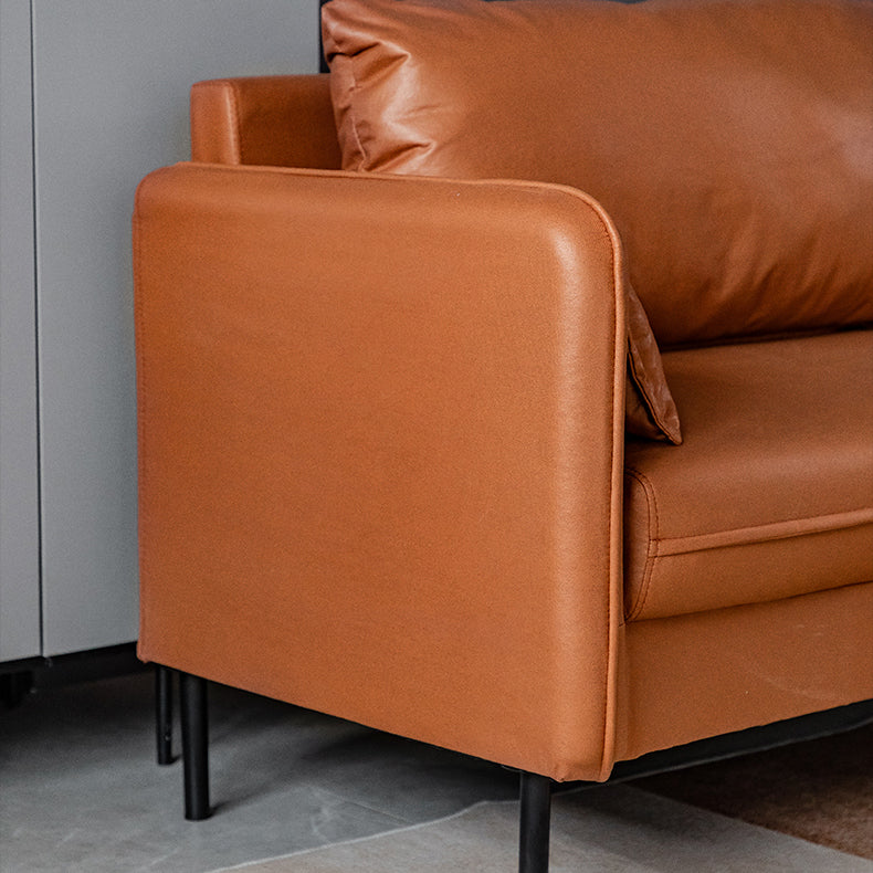Faux Leather Sofa 29.92" High Scandinavian Square Arm Sofa for Living Room
