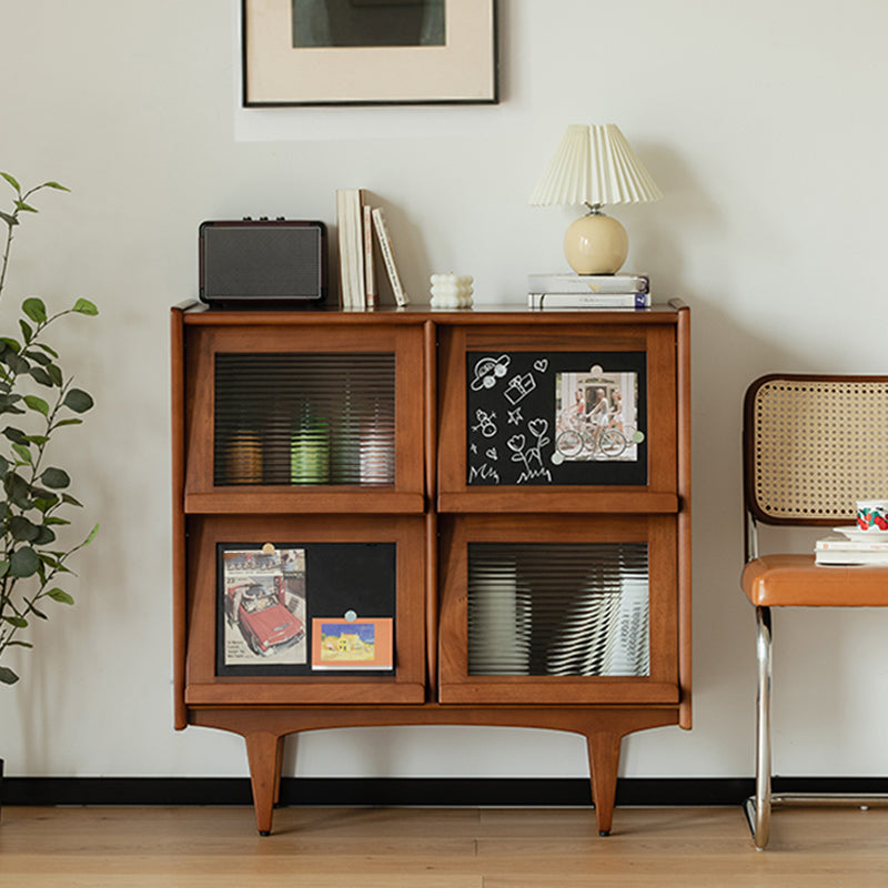 Mid-Century Design Natural Cabinet with 4 Doors in Pine Wood