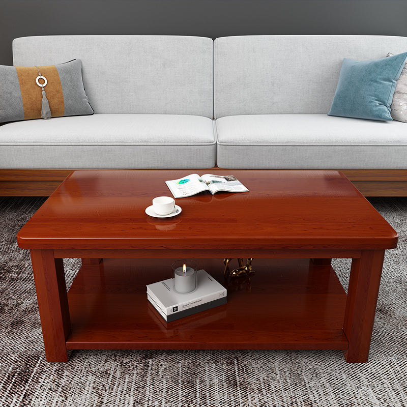 Modern 4 Legs Rectangle Cocktail Table Solid Wood Coffee Table