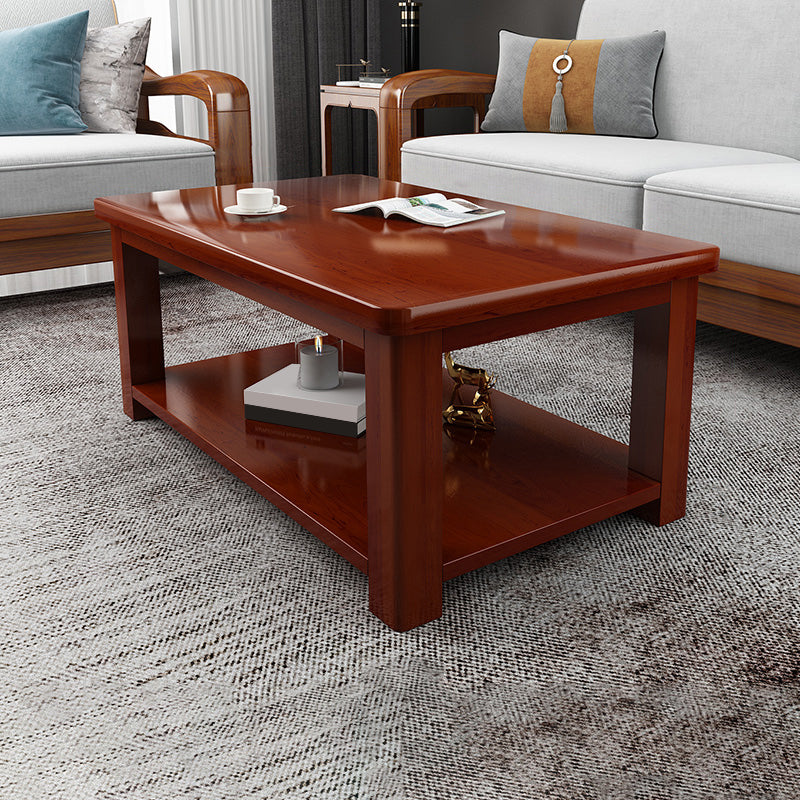 Modern 4 Legs Rectangle Cocktail Table Solid Wood Coffee Table