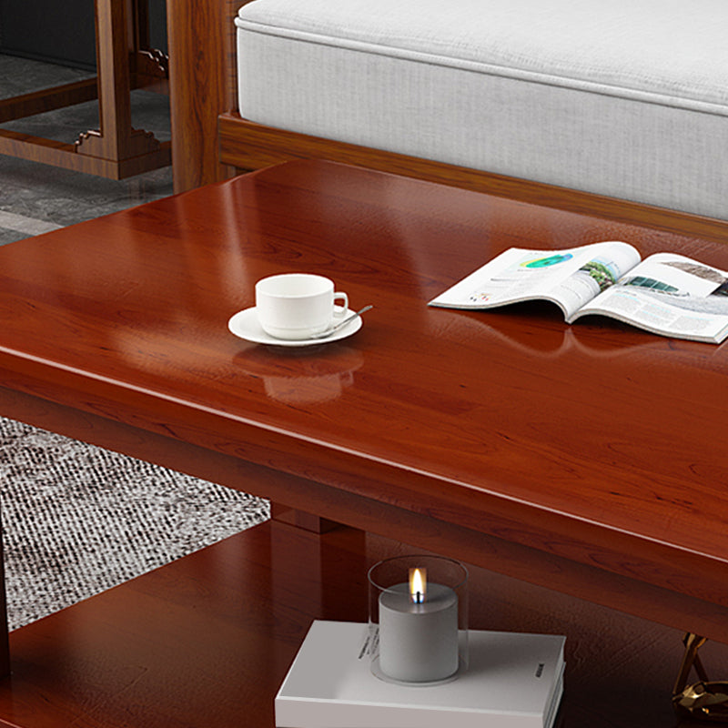 Modern 4 Legs Rectangle Cocktail Table Solid Wood Coffee Table