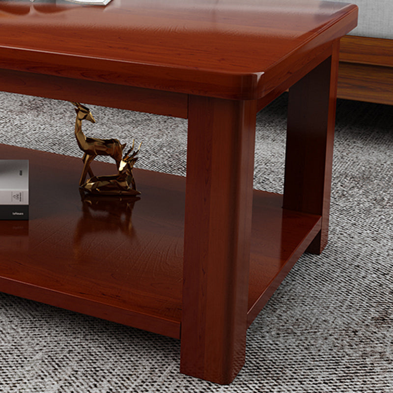 Modern 4 Legs Rectangle Cocktail Table Solid Wood Coffee Table