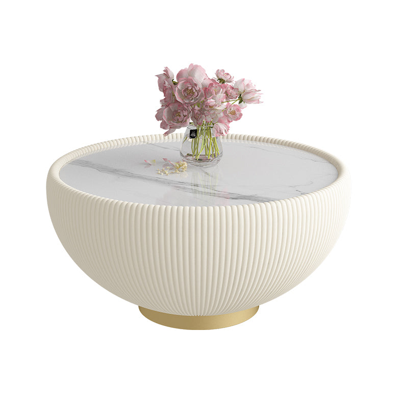 Glam Cocktail Table White Round Pedestal Coffee Cocktail Table