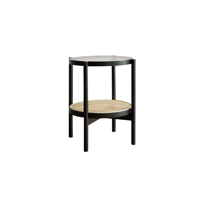Tropical Cocktail Table Solid Wood Storage Round Coffee Cocktail Table