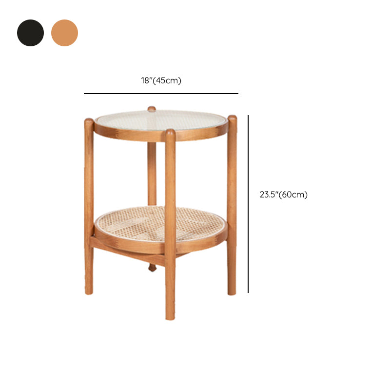 Tropical Cocktail Table Solid Wood Storage Round Coffee Cocktail Table