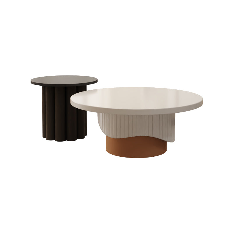 Contemporary Cocktail Table Round Pedestal Wood Coffee Cocktail Table
