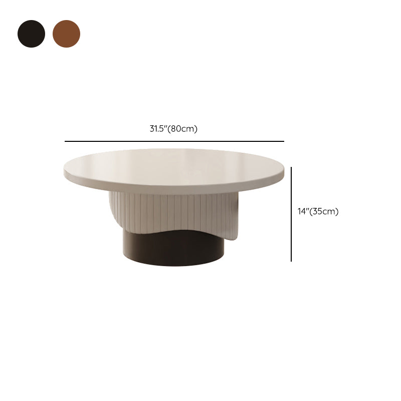 Contemporary Cocktail Table Round Pedestal Wood Coffee Cocktail Table