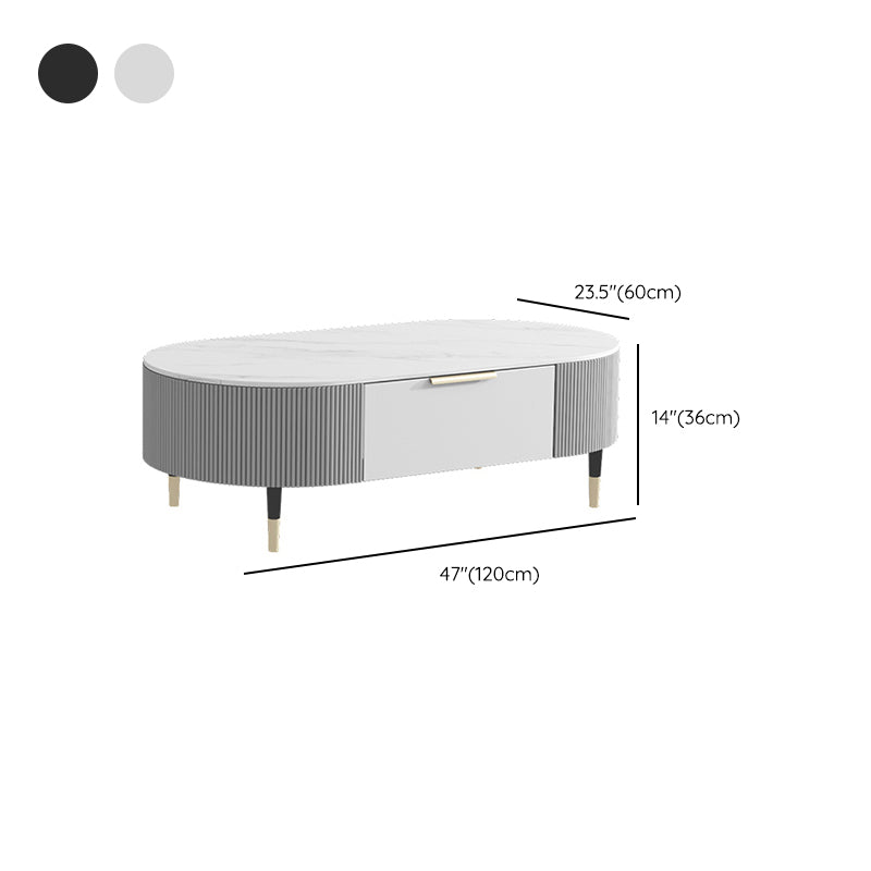 Glam Cocktail Table White 4 Legs Storage Coffee Cocktail Table