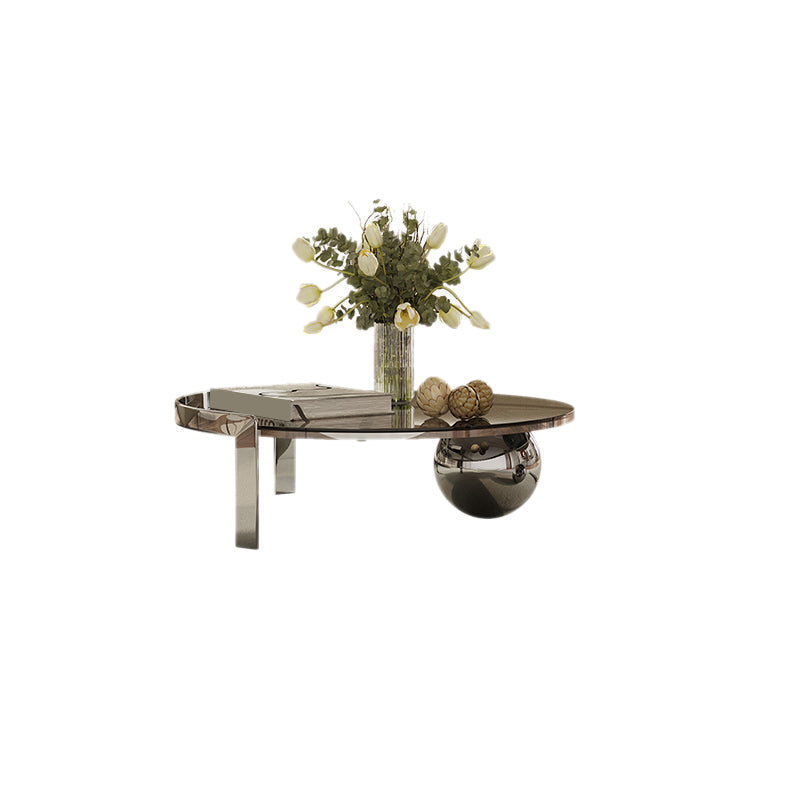Contemporary Cocktail Table Glass Round Coffee Cocktail Table