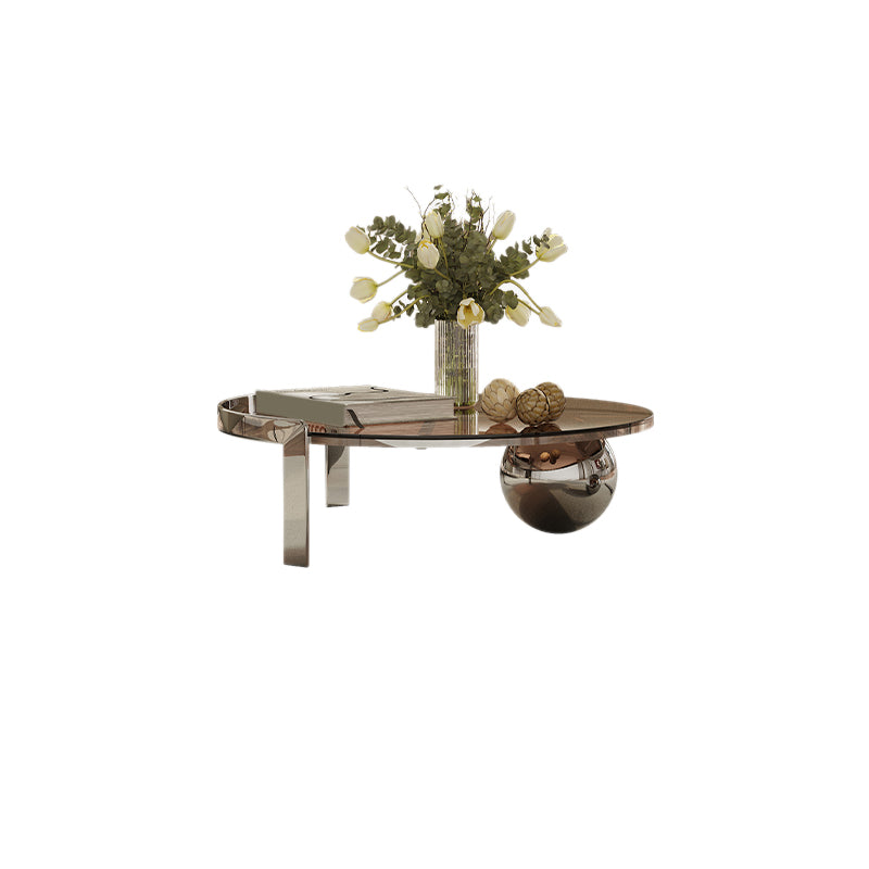 Contemporary Cocktail Table Glass Round Coffee Cocktail Table