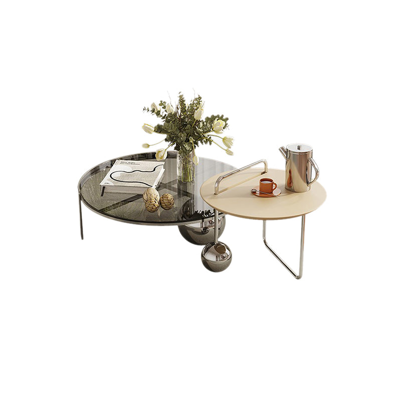 Contemporary Cocktail Table Glass Round Coffee Cocktail Table