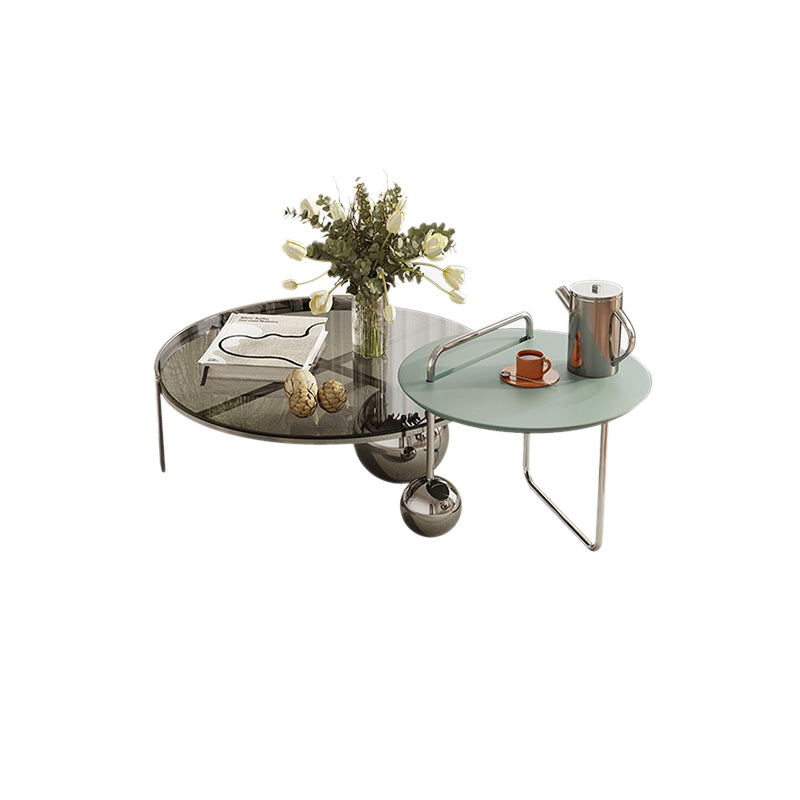 Contemporary Cocktail Table Glass Round Coffee Cocktail Table