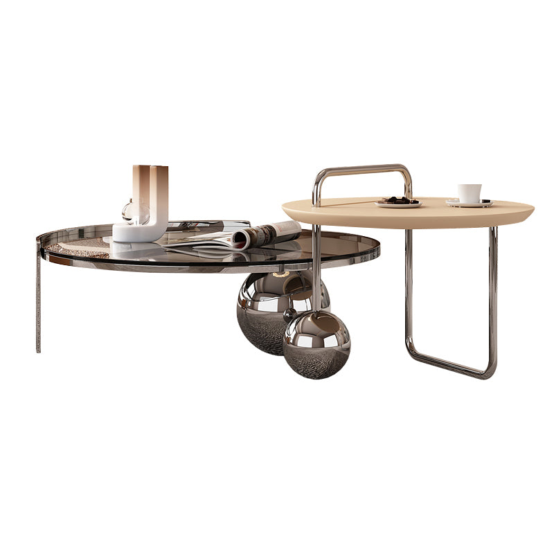 Contemporary Cocktail Table Glass Round Coffee Cocktail Table