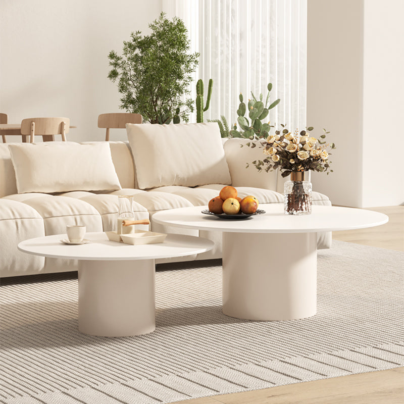 Contemporary Cocktail Table Round White Pedestal Coffee Cocktail Table