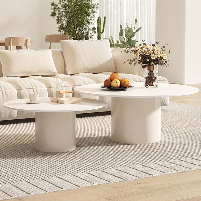 Contemporary Cocktail Table Round White Pedestal Coffee Cocktail Table