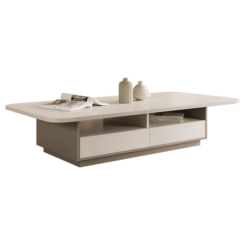 Rectangle Single Coffee Table Wood Cocktail Table with Storage Drawers