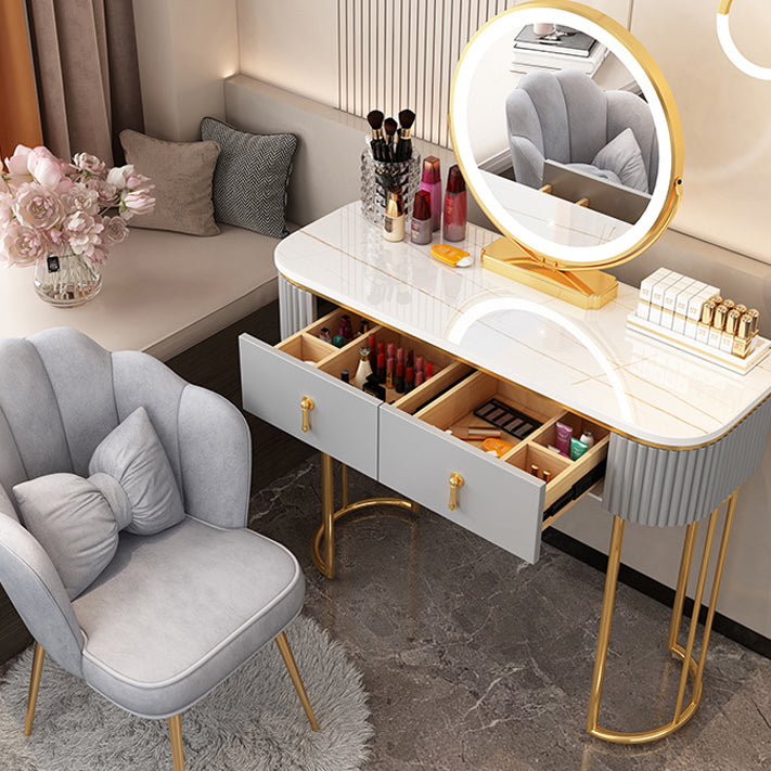 Lighted Mirror Makeup Vanity Storage Box Vanity Dressing Table for Bedroom