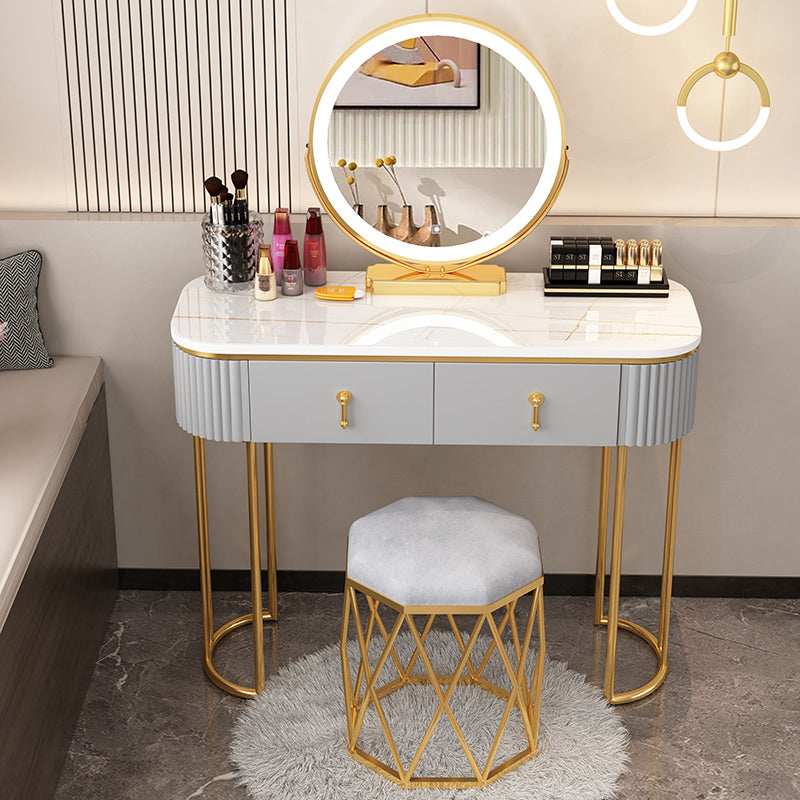 Lighted Mirror Makeup Vanity Storage Box Vanity Dressing Table for Bedroom