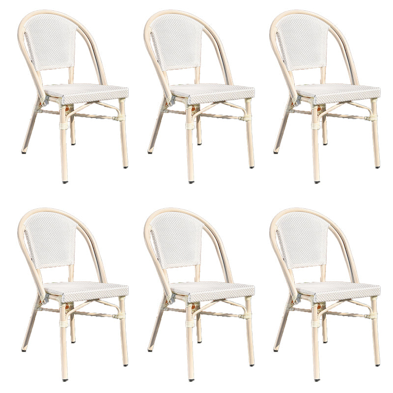 Stacking Coastal Patio Arm Chair/Dining Side Chair with Aluminum Base