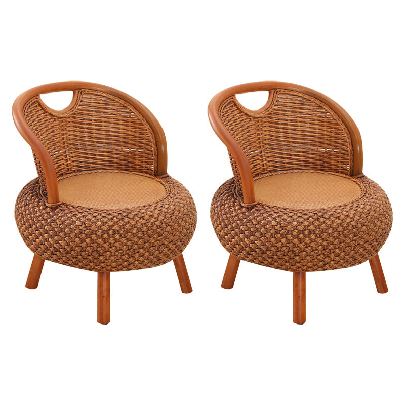 Tropical Armless Patio Dining Chair Natural Rattan Open Back