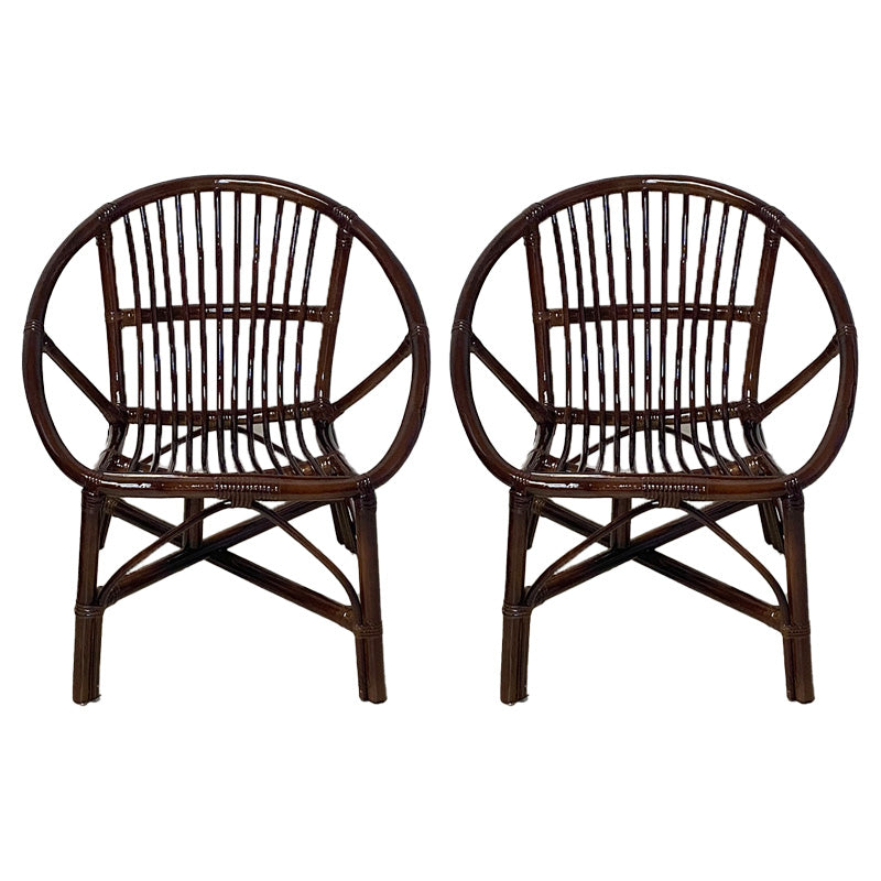 13" Wide Tropical Dining Side Chair Rattan Brown Open Back Outdoor Chair