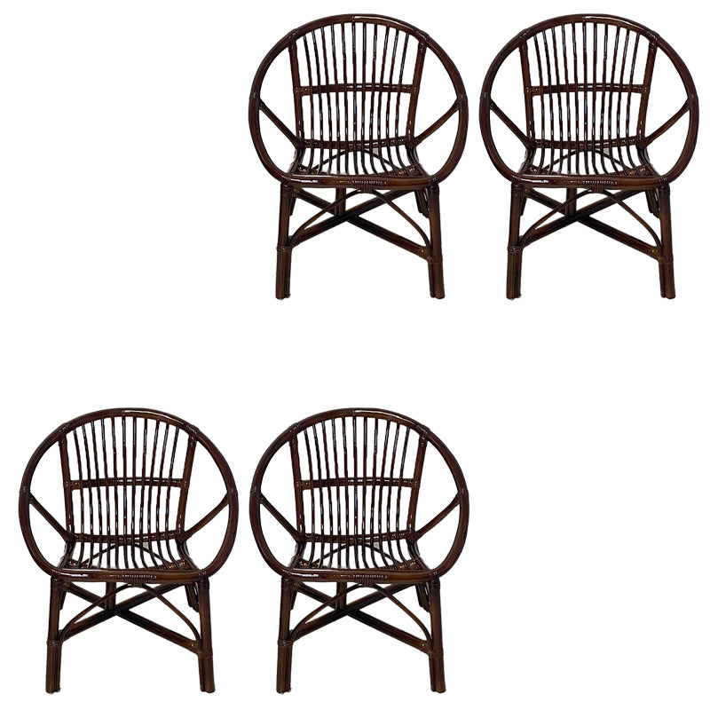 13" Wide Tropical Dining Side Chair Rattan Brown Open Back Outdoor Chair