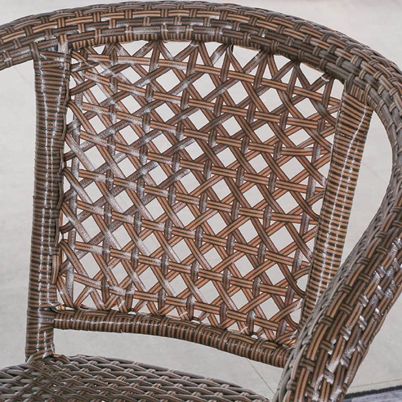20" Wide Tropical Rattan Black Open Back Dining Side Chair with Arm
