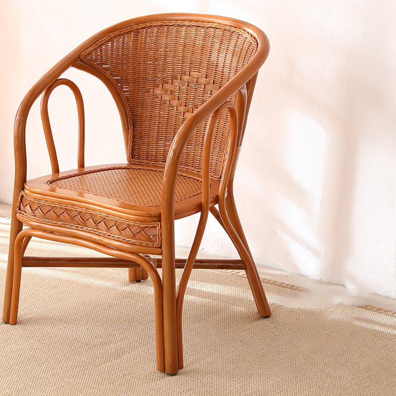 21" Wide Tropical Rattan High Backrest Outdoor Chair with Arm