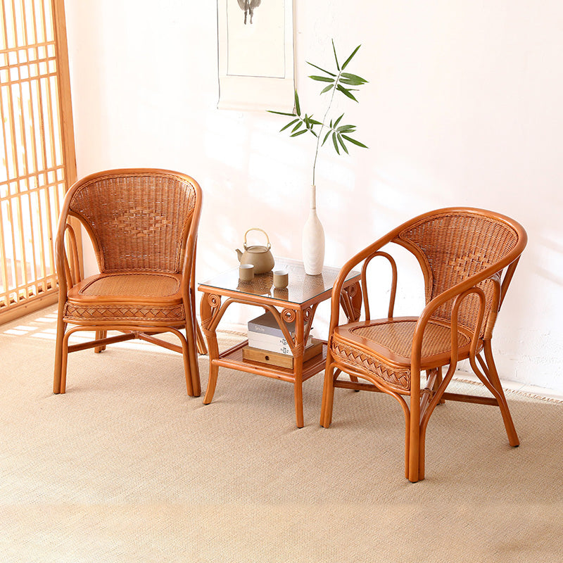 21" Wide Tropical Rattan High Backrest Outdoor Chair with Arm