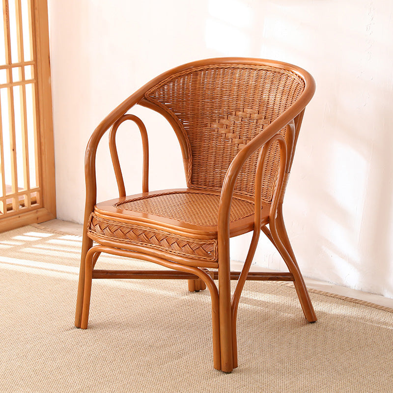 21" Wide Tropical Rattan High Backrest Outdoor Chair with Arm