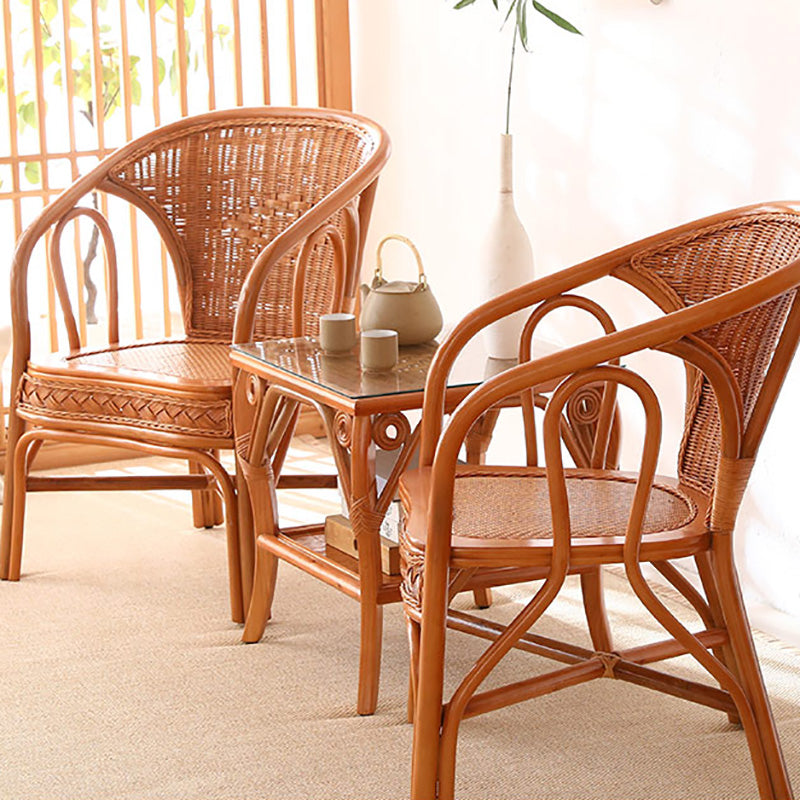 21" Wide Tropical Rattan High Backrest Outdoor Chair with Arm