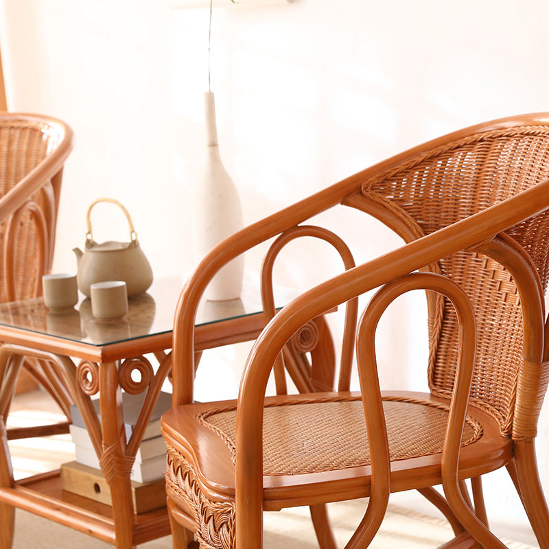 21" Wide Tropical Rattan High Backrest Outdoor Chair with Arm