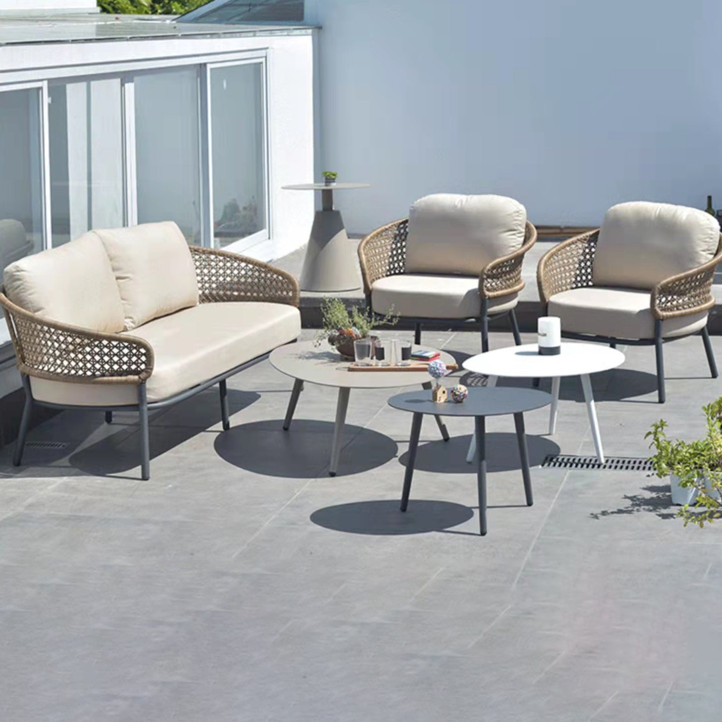 Rust and Water Resistant Patio Sofa Contemporary Outdoor Sofa with Cushion