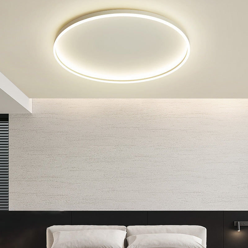 Round Shape Flush Mount Lighting Modern Flush Mount in White Finish