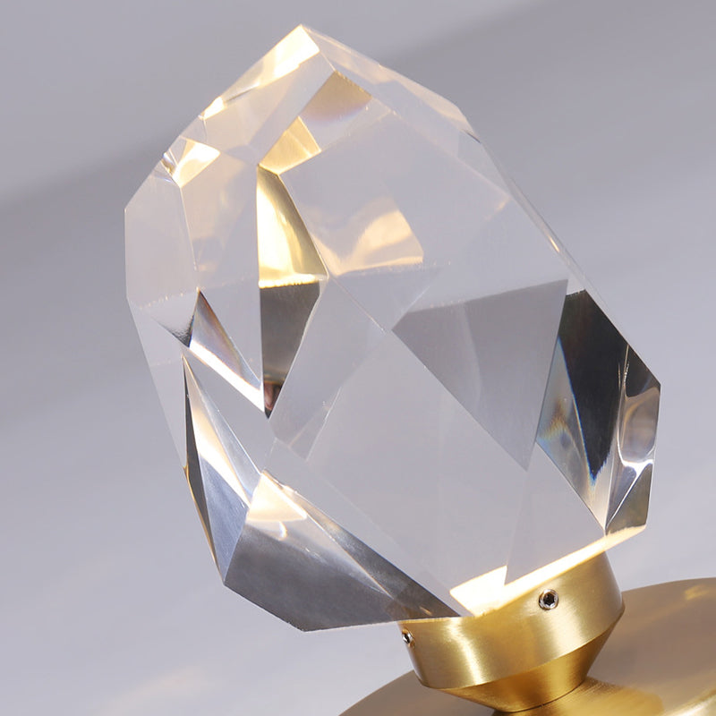Geometric Shape Crystal Flush Light Modern 1 Light Flush Mount Ceiling Lights in Brass