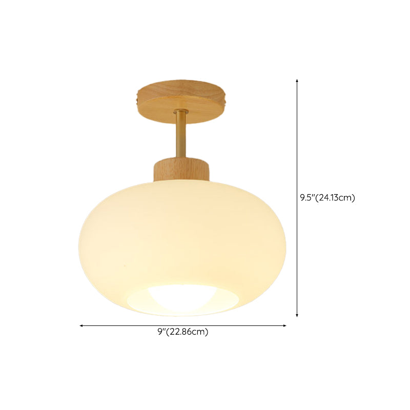 Drum Shape Glass Flush Light Modern Style 1 Light Flush Mount Ceiling Light