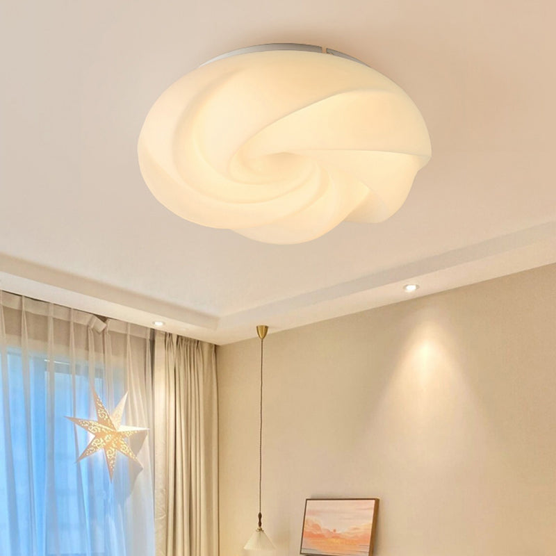 Metal Geometric Shape Flush Light Modern Style 1 Light Flush Mount Ceiling Lights in White