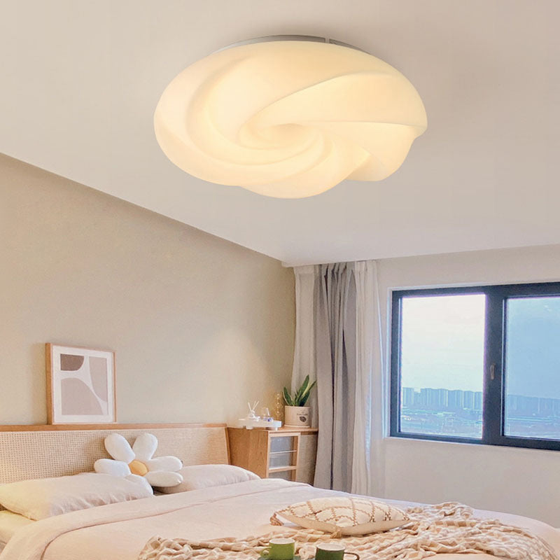 Metal Geometric Shape Flush Light Modern Style 1 Light Flush Mount Ceiling Lights in White