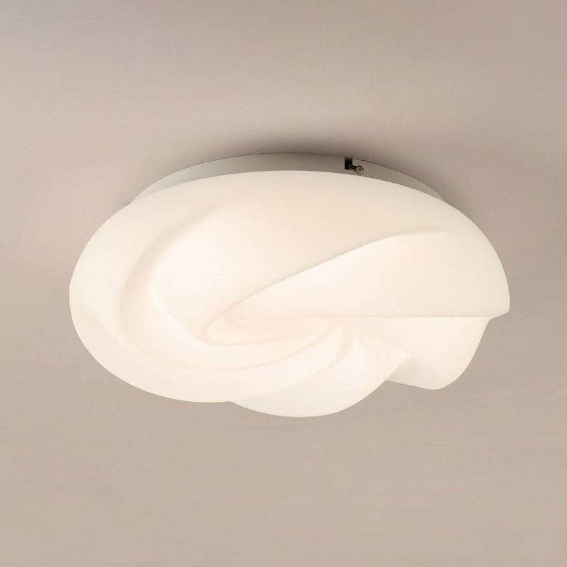 Metal Geometric Shape Flush Light Modern Style 1 Light Flush Mount Ceiling Lights in White