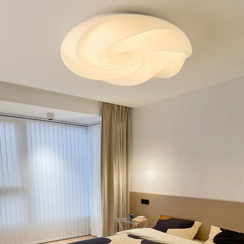 Metal Geometric Shape Flush Light Modern Style 1 Light Flush Mount Ceiling Lights in White