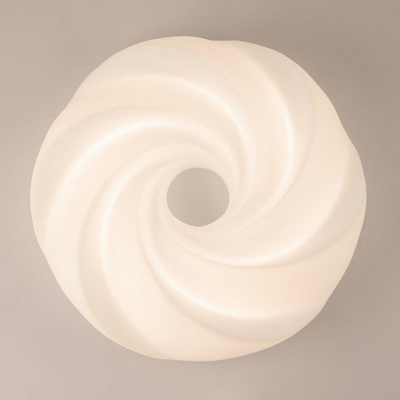 Metal Geometric Shape Flush Light Modern Style 1 Light Flush Mount Ceiling Lights in White