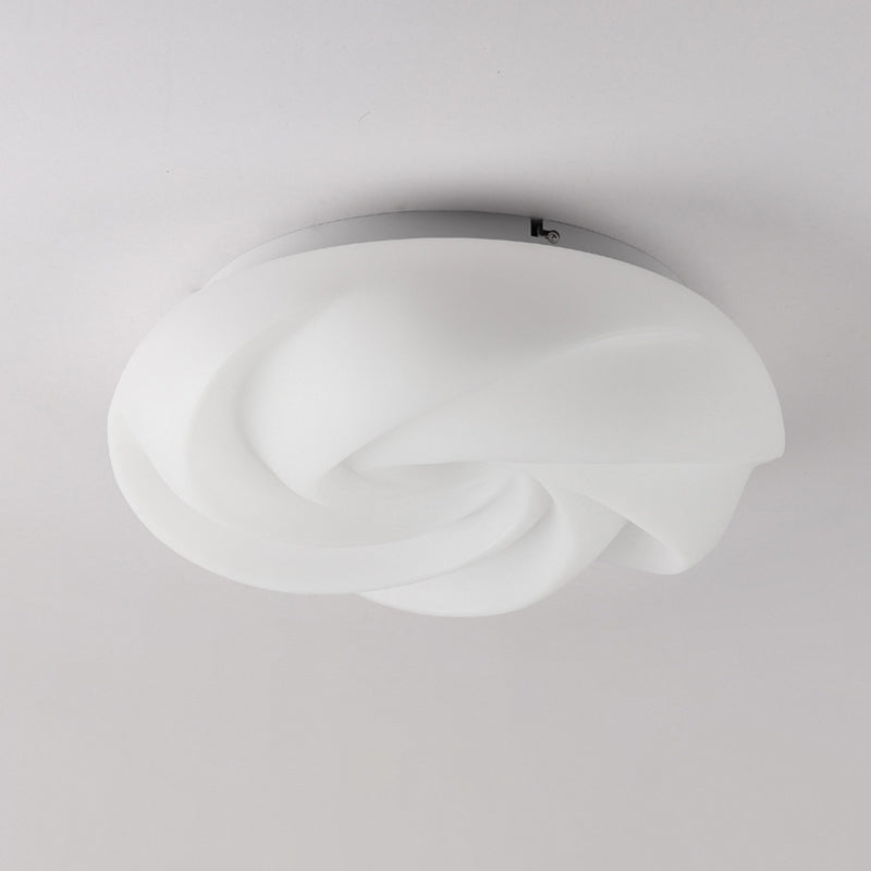Metal Geometric Shape Flush Light Modern Style 1 Light Flush Mount Ceiling Lights in White