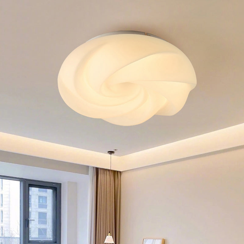 Metal Geometric Shape Flush Light Modern Style 1 Light Flush Mount Ceiling Lights in White
