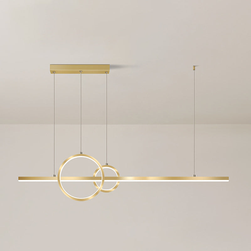 Post Modern LED Kitchen Island Fixture in Gold Linear Ceiling Pendant Lighting