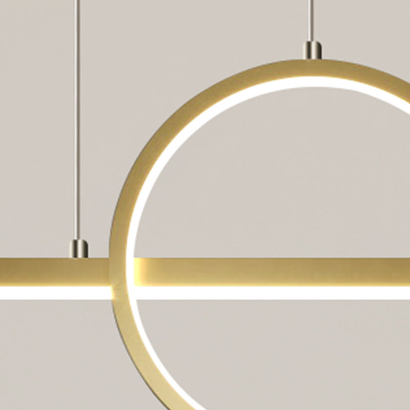 Post Modern LED Kitchen Island Fixture in Gold Linear Ceiling Pendant Lighting