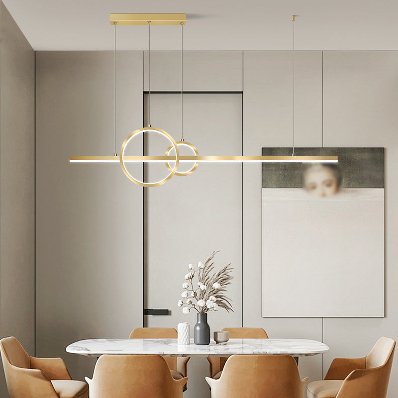 Post Modern LED Kitchen Island Fixture in Gold Linear Ceiling Pendant Lighting