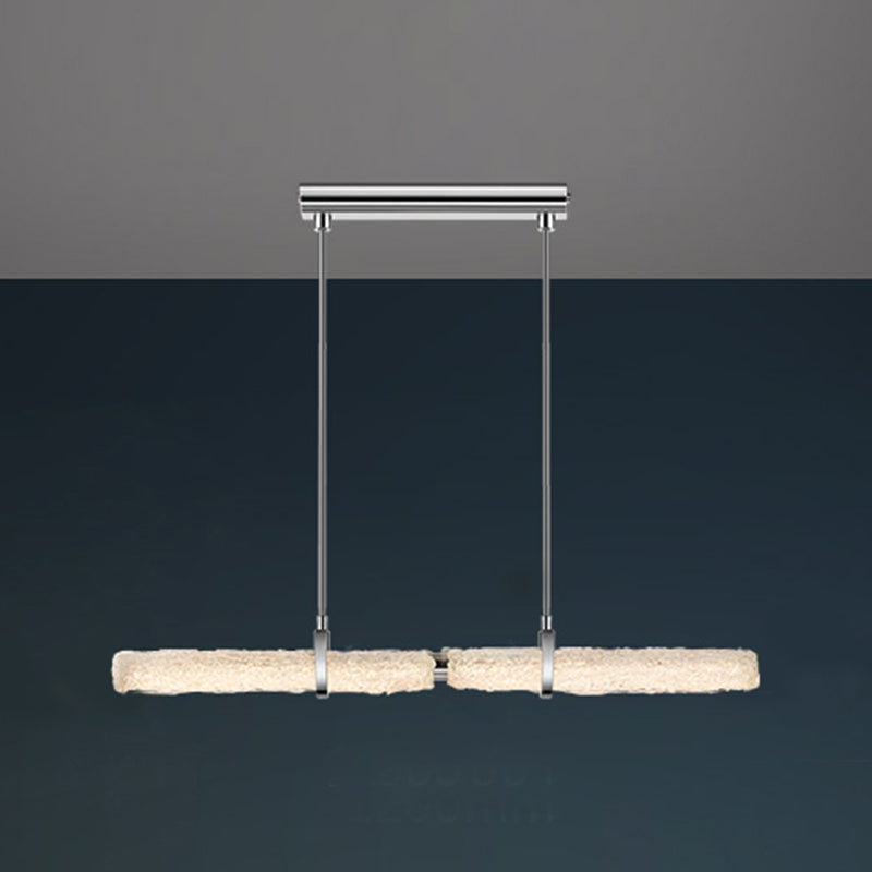 Light Luxury Glass Hanging Lamp Cylinder Shape Island Light Fixture for Dining Table