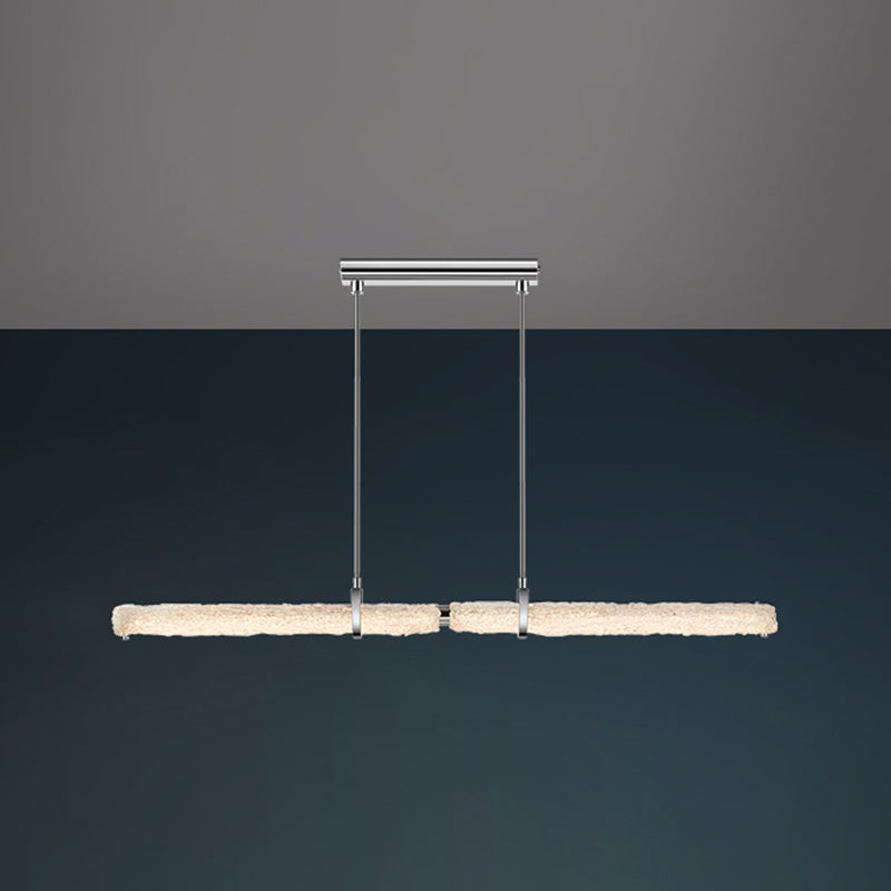 Light Luxury Glass Hanging Lamp Cylinder Shape Island Light Fixture for Dining Table