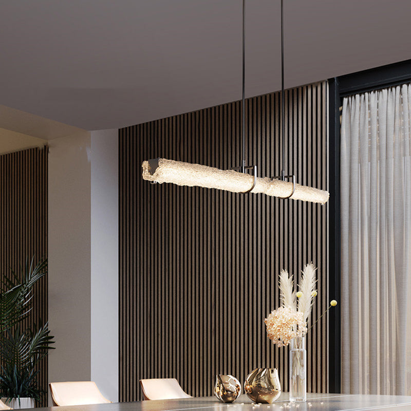 Light Luxury Glass Hanging Lamp Cylinder Shape Island Light Fixture for Dining Table