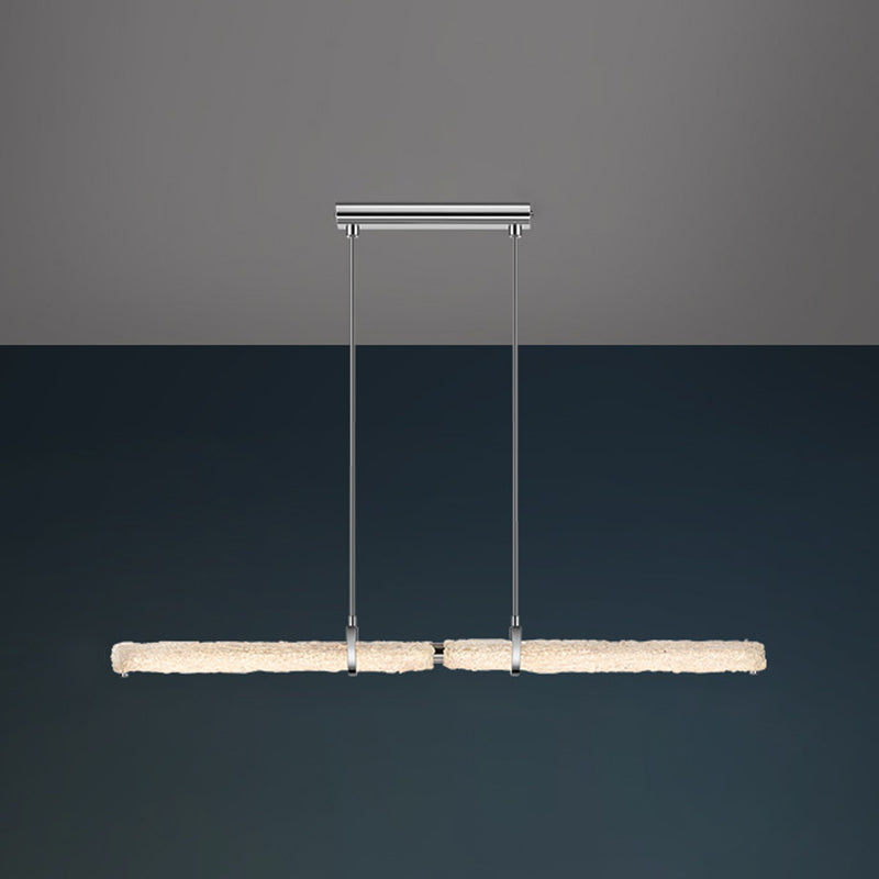 Light Luxury Glass Hanging Lamp Cylinder Shape Island Light Fixture for Dining Table